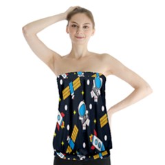 Seamless Adventure Space Vector Pattern Background Strapless Top by Vaneshart