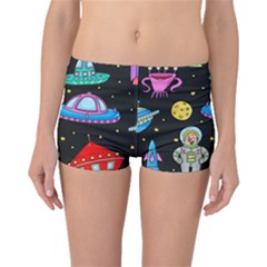 Seamless Pattern With Space Objects Ufo Rockets Aliens Hand Drawn Elements Space Boyleg Bikini Bottoms by Vaneshart