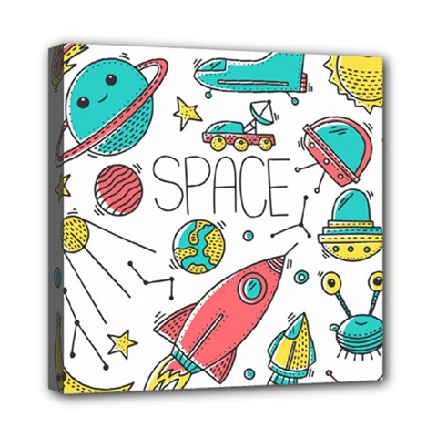 Space Cosmos Seamless Pattern Seamless Pattern Doodle Style Mini Canvas 8  X 8  (stretched) by Vaneshart