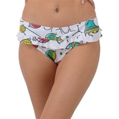 Space Cosmos Seamless Pattern Seamless Pattern Doodle Style Frill Bikini Bottom by Vaneshart