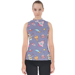 Outer Space Seamless Background Mock Neck Shell Top by Vaneshart