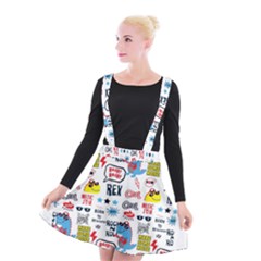 Monster Cool Seamless Pattern Suspender Skater Skirt by Vaneshart