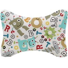 Seamless Pattern Vector With Funny Robots Cartoon Seat Head Rest Cushion by Vaneshart