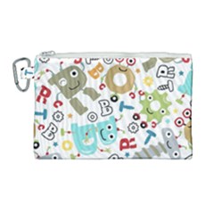 Seamless Pattern Vector With Funny Robots Cartoon Canvas Cosmetic Bag (large) by Vaneshart