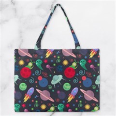 Cosmos Ufo Concept Seamless Pattern Zipper Medium Tote Bag by Vaneshart