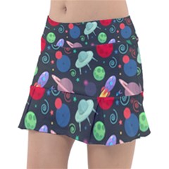 Cosmos Ufo Concept Seamless Pattern Tennis Skorts by Vaneshart