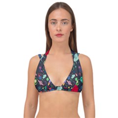Cosmos Ufo Concept Seamless Pattern Double Strap Halter Bikini Top by Vaneshart