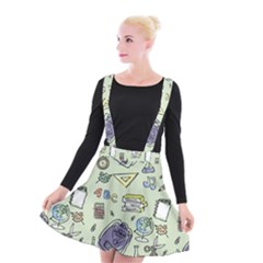 Hand Drawn Pattern School Suspender Skater Skirt by Vaneshart