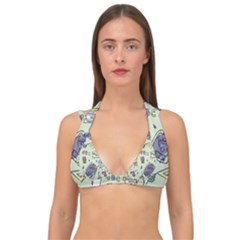 Hand Drawn Pattern School Double Strap Halter Bikini Top by Vaneshart