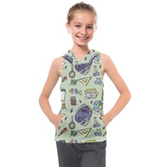 Hand Drawn Pattern School Kids  Sleeveless Hoodie by Vaneshart