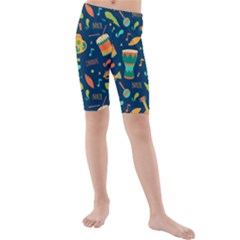 Brazil Musical Instruments Seamless Carnival Pattern Kids  Mid Length Swim Shorts by Vaneshart