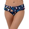 Big Set Cute Astronauts Space Planets Stars Aliens Rockets Ufo Constellations Satellite Moon Rover V Frill Bikini Bottom View1