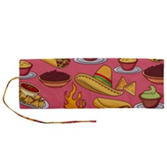 Seamless Pattern Mexican Food Hat Traditional Roll Up Canvas Pencil Holder (m) by Vaneshart