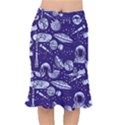 Space Sketch Seamless Pattern Short Mermaid Skirt View1
