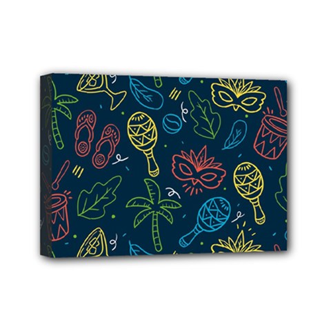 Hand Drawn Brazilian Carnival Seamless Pattern With Maracas Music Instruments Mini Canvas 7  X 5  (stretched) by Vaneshart