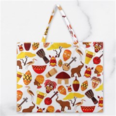 Africa Jungle Ethnic Tribe Travel Seamless Pattern Vector Illustration Zipper Large Tote Bag by Vaneshart