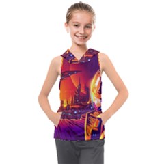 Far Future Human Colonization Kids  Sleeveless Hoodie by Vaneshart