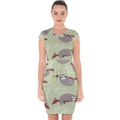 Sloths Pattern Design Capsleeve Drawstring Dress  by Vaneshart