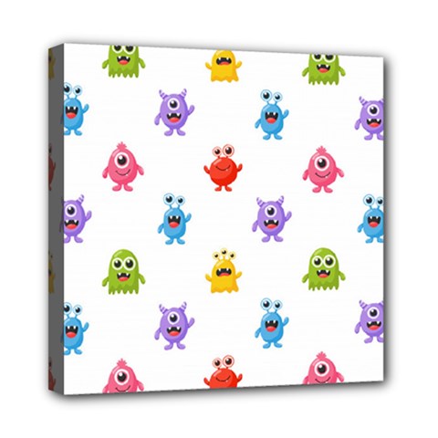 Seamless Pattern Cute Funny Monster Cartoon Isolated White Background Mini Canvas 8  X 8  (stretched) by Vaneshart
