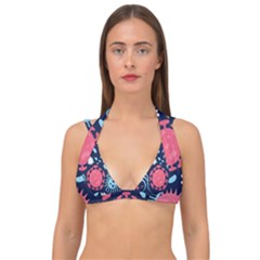 Seamless Pattern Microbes Virus Vector Illustration Double Strap Halter Bikini Top by Vaneshart