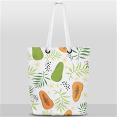 Seamless Tropical Pattern With Papaya Full Print Rope Handle Tote (small) by Vaneshart