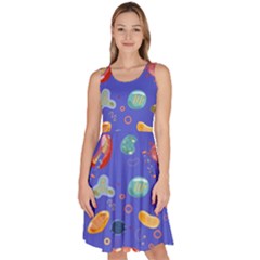 Virus Seamless Pattern Knee Length Skater Dress With Pockets by Vaneshart