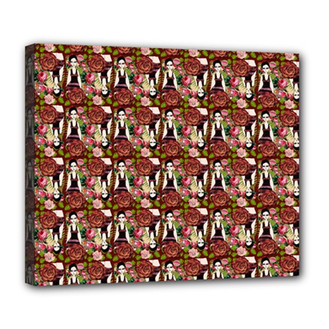 Swimmer 20s Burgundy Deluxe Canvas 24  X 20  (stretched) by snowwhitegirl