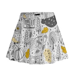 Doodle Seamless Pattern With Autumn Elements Mini Flare Skirt by Vaneshart
