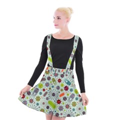 Seamless Pattern With Viruses Suspender Skater Skirt by Vaneshart