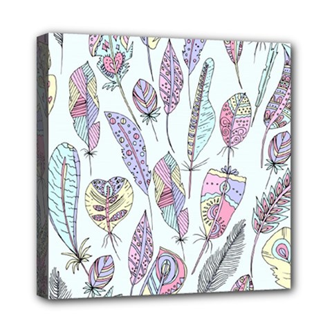 Vector Illustration Seamless Multicolored Pattern Feathers Birds Mini Canvas 8  X 8  (stretched) by Vaneshart