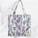 Vector Illustration Seamless Multicolored Pattern Feathers Birds Zipper Grocery Tote Bag View2