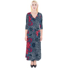 Abstract Decorative Background Ornament With Mosaic Elements Quarter Sleeve Wrap Maxi Dress by Vaneshart