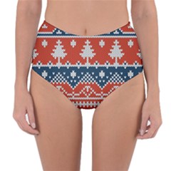 Vector Seamless Ornament Knitted Texture Reversible High-waist Bikini Bottoms by Vaneshart