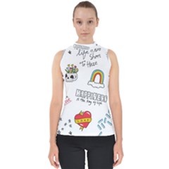 Abstract Fashion Background Suitable Fabric Printing Mock Neck Shell Top by Vaneshart
