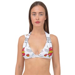 Abstract Fashion Background Suitable Fabric Printing Double Strap Halter Bikini Top by Vaneshart