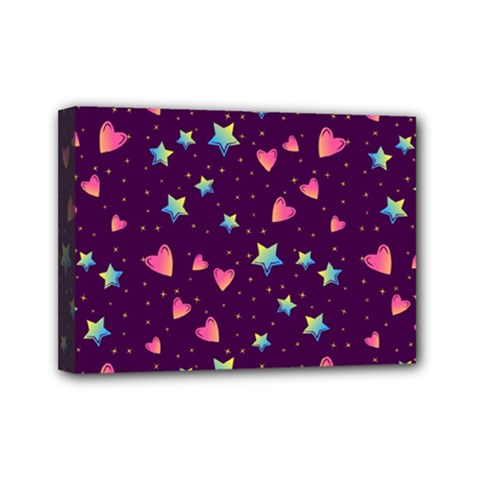 Colorful Stars Hearts Seamless Vector Pattern Mini Canvas 7  X 5  (stretched) by Vaneshart