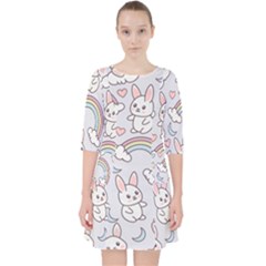 Seamless Pattern With Cute Rabbit Character Pocket Dress by Vaneshart