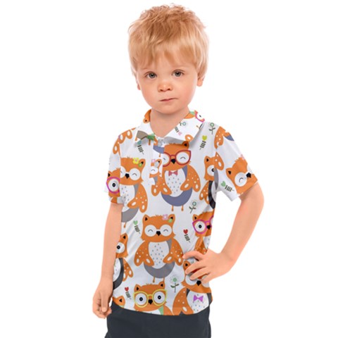 Cute Colorful Owl Cartoon Seamless Pattern Kids  Polo Tee by Vaneshart