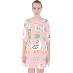 Cute Happy Duck Gift Card Design Seamless Pattern Template Pocket Dress by Vaneshart