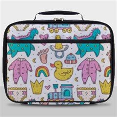 Baby Care Stuff Clothes Toys Cartoon Seamless Pattern Full Print Lunch Bag by Vaneshart