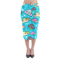Cloud Seamless Pattern Midi Pencil Skirt by Vaneshart