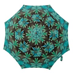 Blue Florals As A Ornate Contemplative Collage Hook Handle Umbrellas (medium) by pepitasart