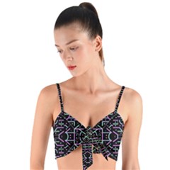 Lines And Dots Motif Geometric Seamless Pattern Woven Tie Front Bralet by dflcprintsclothing