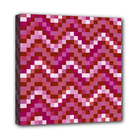 Lesbian Pride Pixellated Zigzag Stripes Mini Canvas 8  X 8  (stretched) by VernenInk