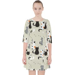 Cute Cat Seamless Pattern Pocket Dress by Vaneshart