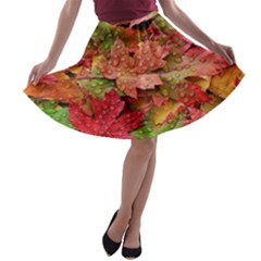 Spring Leafs A-line Skater Skirt by Sparkle