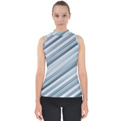 Modern Stripes Print Mock Neck Shell Top by dflcprintsclothing