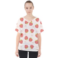 Strawberries-pattern-design V-neck Dolman Drape Top by Vaneshart