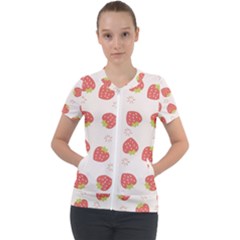 Strawberries-pattern-design Short Sleeve Zip Up Jacket by Vaneshart