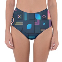 Gradient Geometric Shapes Dark Background Reversible High-waist Bikini Bottoms by Vaneshart